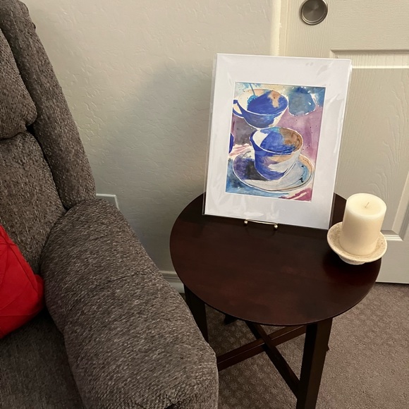 Watercolor Kitchen Dining Wall Art, Teacup Painting Framed in Acid Free Art Kit - Picture 4 of 5